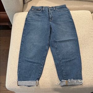 Madewell Blue Balloon/Barrel fit with raw hem